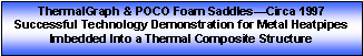 Text Box: ThermalGraph & POCO Foam Saddles—Circa 1999 Successful Technology Demonstration for Metal Heatpipes 