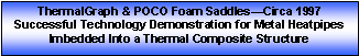 Text Box: ThermalGraph & POCO Foam SaddlesCirca 1999 Successful Technology Demonstration for Metal Heatpipes 